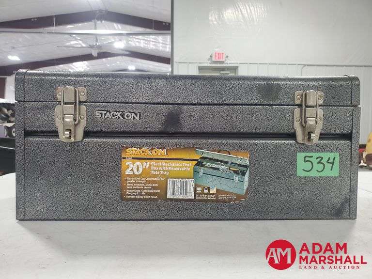 Stack-On 20" Steel Tool Box with Removable Tote Tray and Contents ...