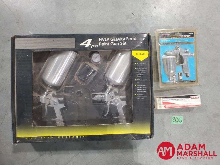 HVLP 4PC Gravity Feed Paint Gun Set, CalHawk Mini Air Spray Gun, and