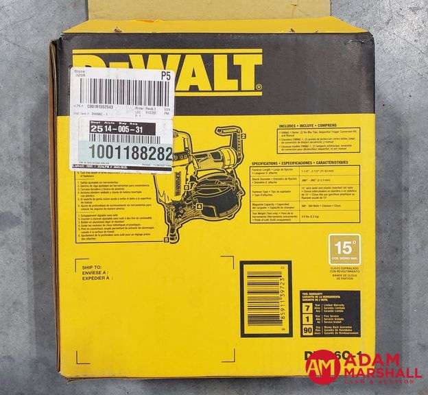 DeWalt DW66C1 Pneumatic Coil Siding And Fencing Nailer W/Box Adam