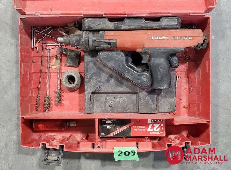 Hilti DX 36 M PowderActuated Fastening Tool W/Accessories & Case Adam Marshall Land & Auction