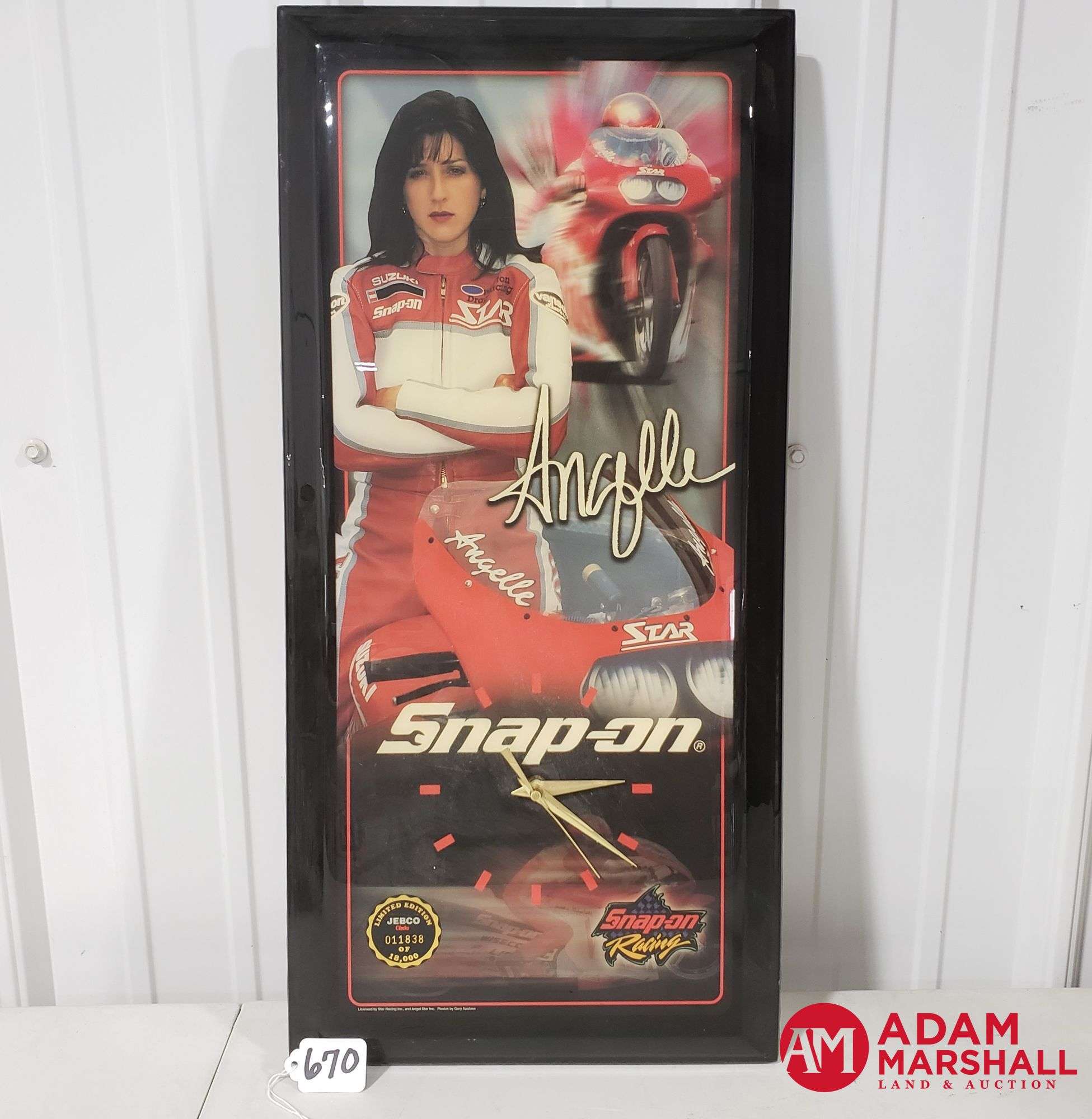 Snap-On Racing Advertising Clock; Angelle Seeling. Limited Edition