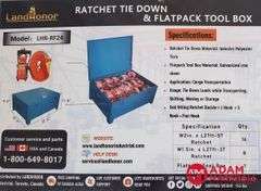 Unused Land Honor Flatpack Tool Box W/Tie Down Ratchet Straps
