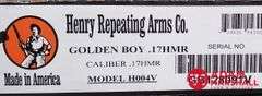 Henry Model H004V Golden Boy Lever Action Rifle - 17 HMR - SN:  GB128091V