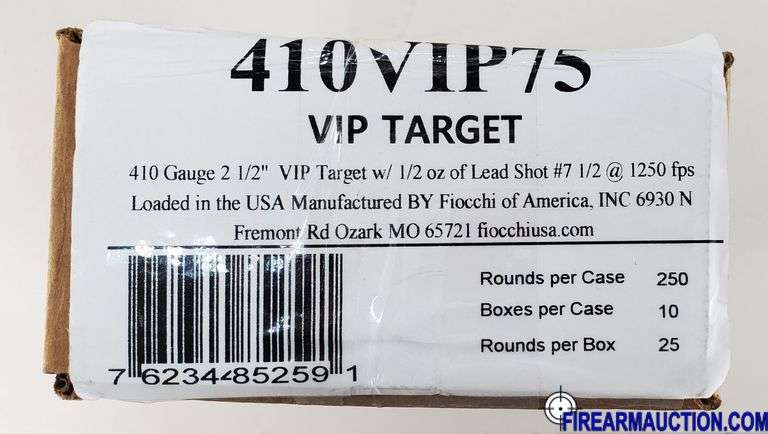 Fiocchi VIP Target - 410 GA, 2-1/2", 7.5 Shot (10 X 25 = Case Of 250 Shells)