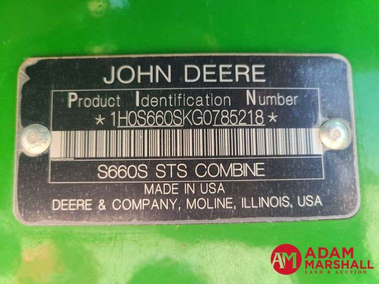 2016  John Deere   S660  Combine - 4WD