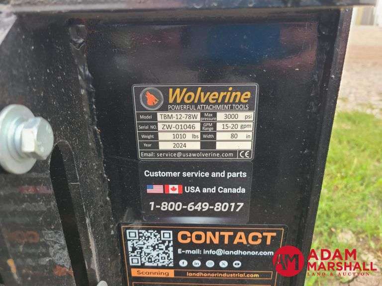 2024  Unused Wolverine  TBM-12-78W  Finish Mower For Skid Steer - 6FT
