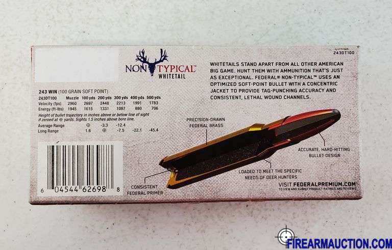 Federal Non-Typical Whitetail 243 Win - 100 Gr Soft Point (1 X 20)