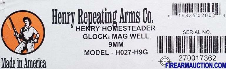 Henry Homesteader Model H027-H9G Semi-Auto Rifle - 9 MM Luger - SN:  270017362
