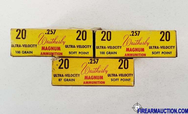 Vintage Weatherby 257 Weatherby Magnum - Soft Point :  87 Gr (1 X 20) + 100 Gr (1 X 20 + 16  & 2 Brass)