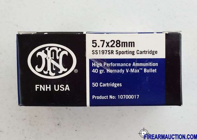 FNH USA 5.7 X 28 MM - Sporting Cartridge - 40 Gr Hornady V-Max Bullet (10 X 50)