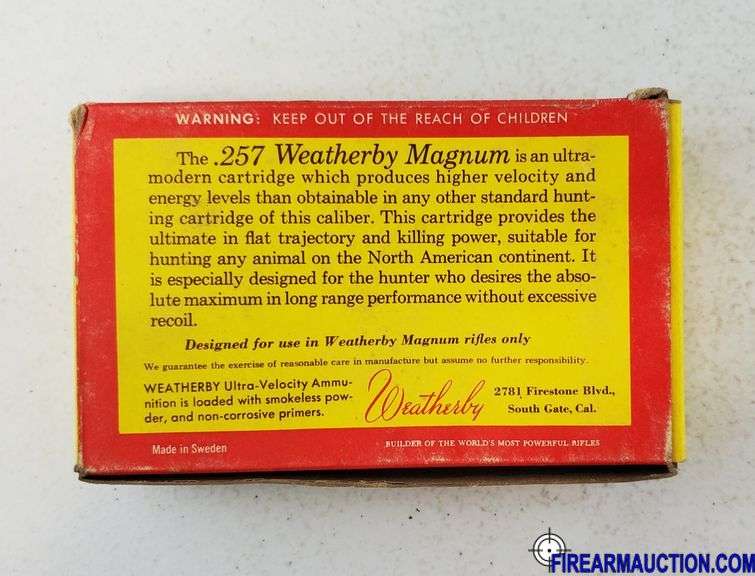 Vintage Weatherby 257 Weatherby Magnum - Soft Point :  87 Gr (1 X 20) + 100 Gr (1 X 20 + 16  & 2 Brass)