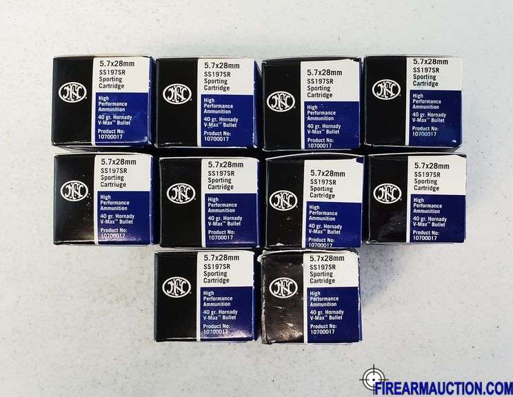 FNH USA 5.7 X 28 MM - Sporting Cartridge - 40 Gr Hornady V-Max Bullet (10 X 50)