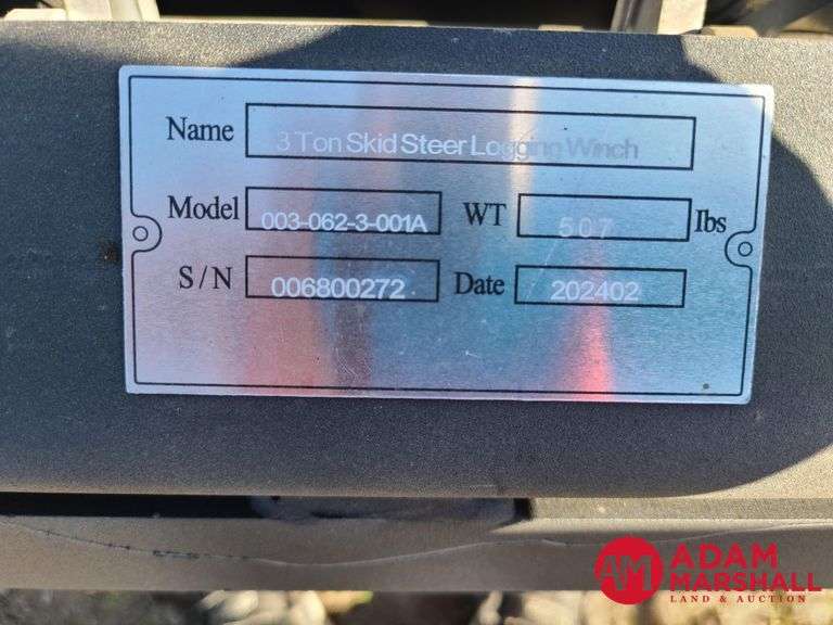 Unused 2024 Logging Winch for Skid Steer
