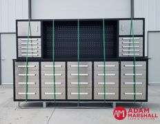 Unused Steelman Tool Box - Stainless Steel, 30 Drawer & 2 Door - 114"W x 25"D x  77"H