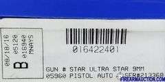 Star Firearms Ultra Star Pistol - 9 MM X 19 - SN:  2133684