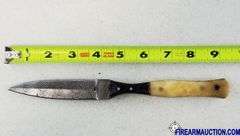 Damascus Steel Knife W/Custom Handle & Leather Sheath