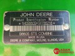 2016  John Deere   S660  Combine - 4WD