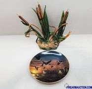 DU Special Edition 2002-03 Duck & Terry Redlin "Sundown" Plate W/Cattail Stand