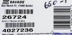 Savage Arms Mark II FV Bolt Action Rifle - 17 Mach 2 Only - SN:  4027236