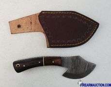 Damascus Steel Knife W/Custom Handle & Leather Sheath