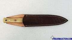 Damascus Steel Knife W/Custom Handle & Leather Sheath