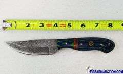 Damascus Steel Knife W/Custom Handle & Leather Sheath