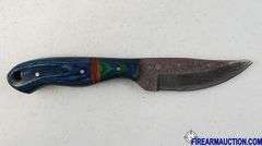 Damascus Steel Knife W/Custom Handle & Leather Sheath