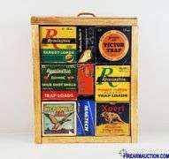 Wooden Shotgun Shell Box Display W/Assorted Vintage Boxes - 12"W X 6"D X 14.5"H