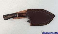 Damascus Steel Knife W/Custom Handle & Leather Sheath