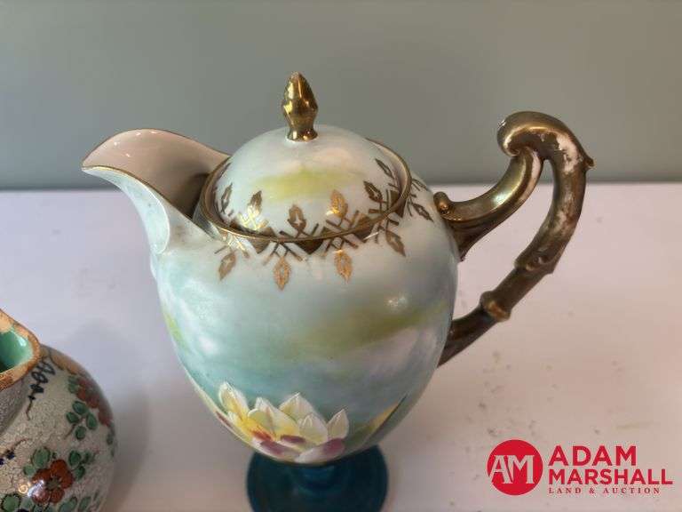 Hand Painted Tea Pot & Chipped Pitcher