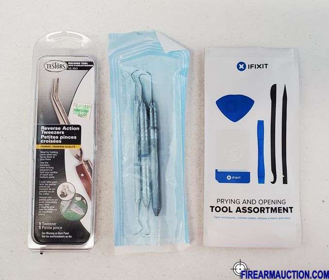 (3) Picks, (1) Testors Reverse Action Tweezer & (1) Ifixit Prying/Opening Tool Assortment