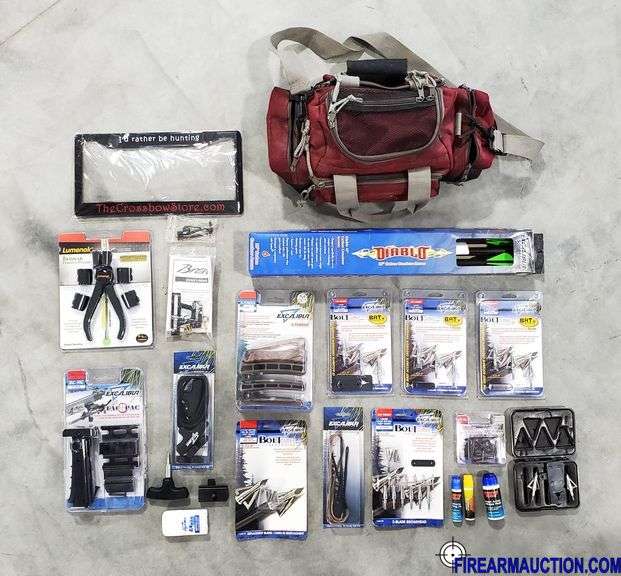 Assorted Crossbow - Excaliber Broadheads, Cocking Kit, X-Tender, Utility Bag, Etc
