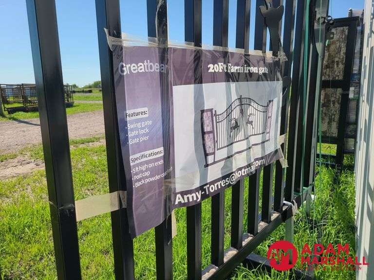 Unused 20FT Iron Gate w/ Pillars