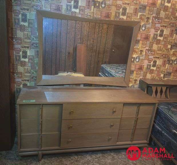 Wooden Dresser With Attached Mirror 64 by 20