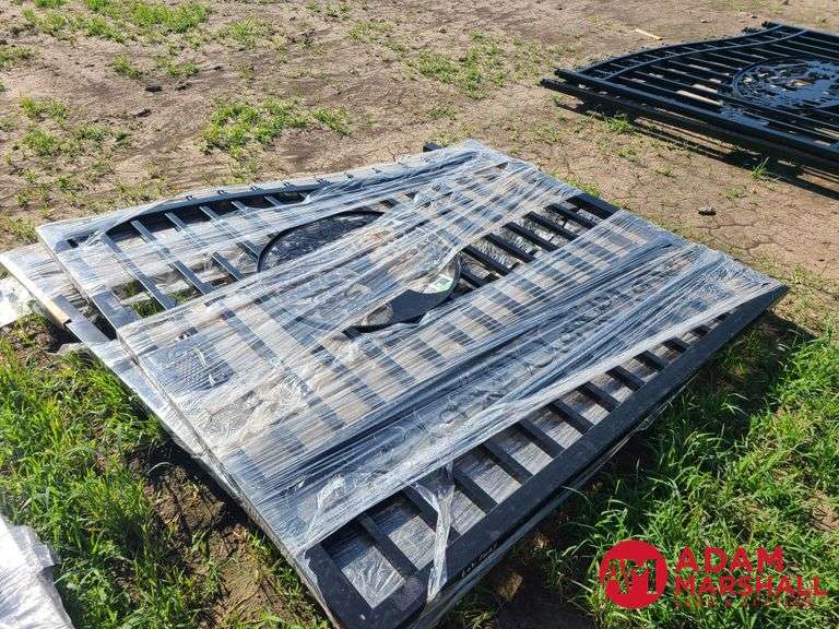 Unused 14FT Bi-Parting Iron Gate w/ Tree Artwork