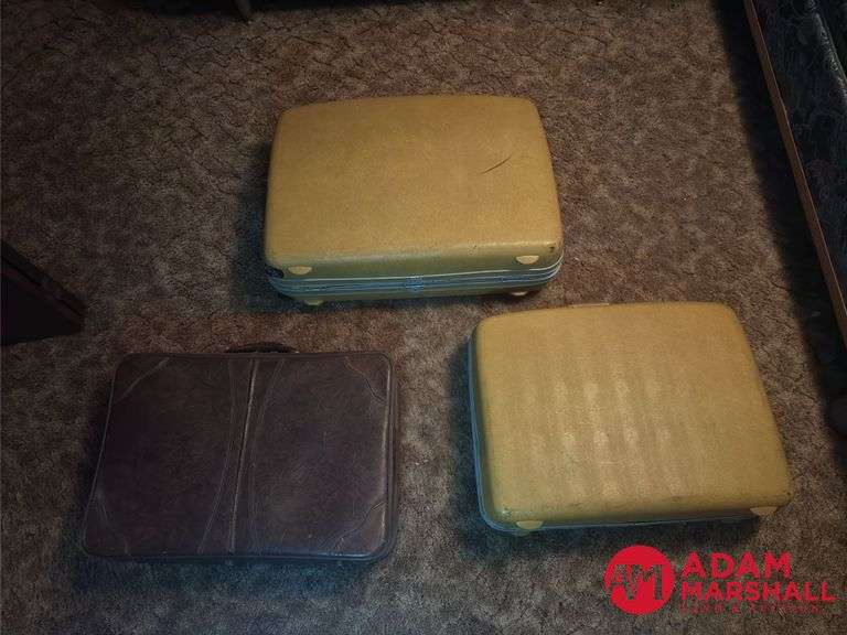 Two Hard Sided Samsonite and One Leather Suitcase