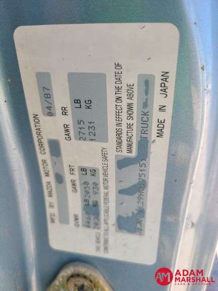 1987  Mazda  B2600  Pickup - Gasoline