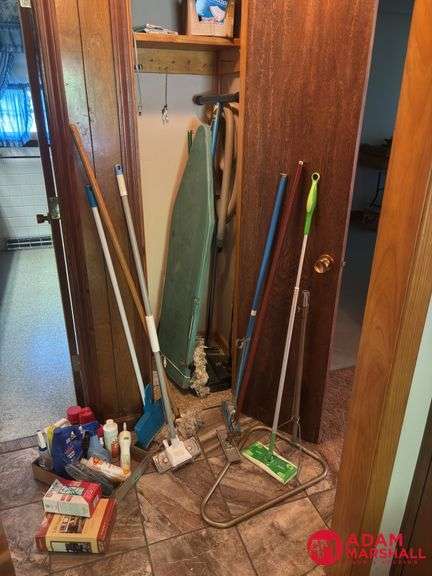 Misc. Cleaning Items, Vacuum, Ironing Board & More
