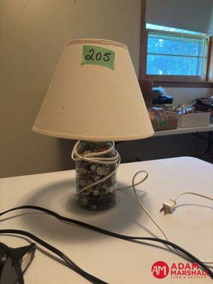 Adjustable Desk Lamp, Lamp filled with Buttons & Fiber Optic Flower Display Case