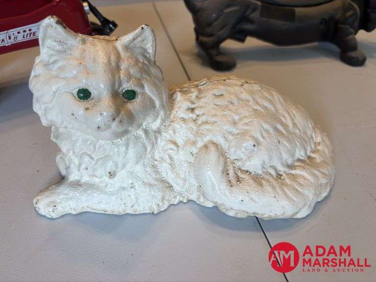 Cast Iron Cat & Dog, Metal Streak-O-Lite Metal Wagon