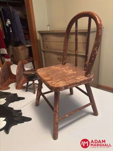Childs Wooden Chair & Various Wooden Decor