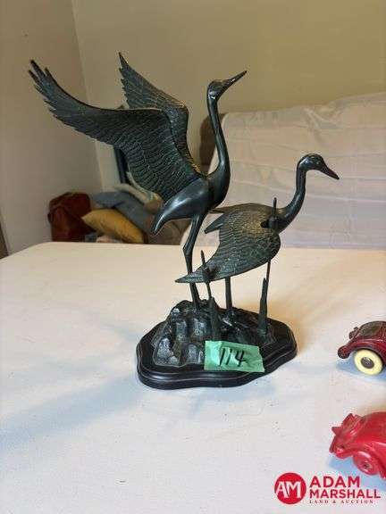 Some Cast Iron Toys & Crane Sculpture