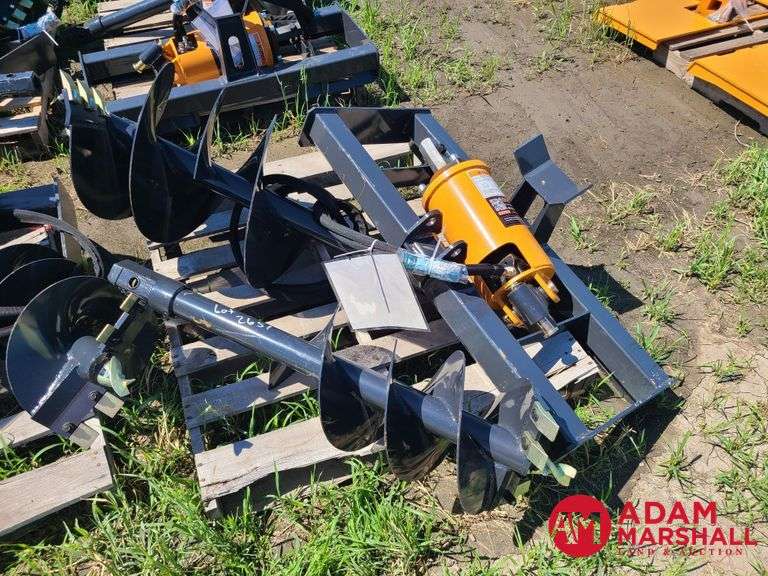Unused Wolverine Hydraulic Auger w/ 12" & 18" Bits for Skid Steer