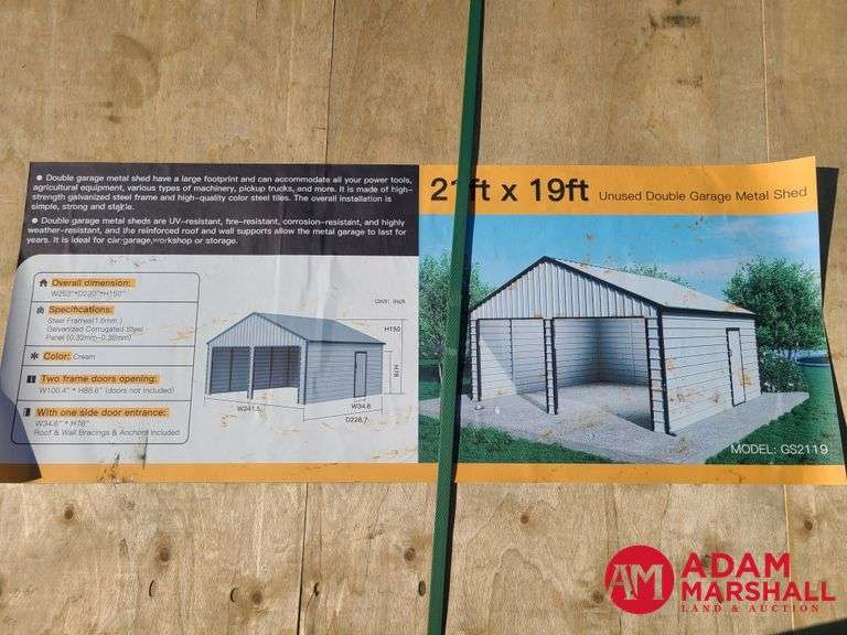 Unused Double Garage Metal Shed - 21FTx19FT