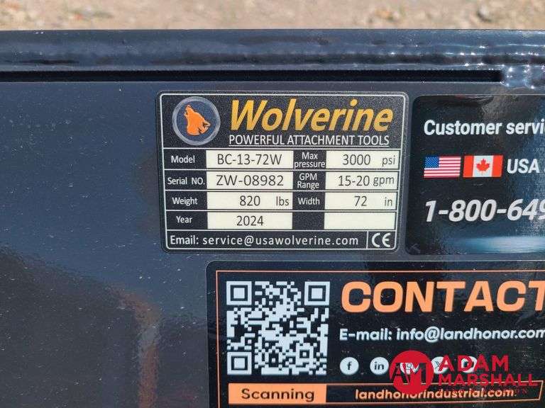 Unused Wolverine 72" Wide Mower for Skid Steer
