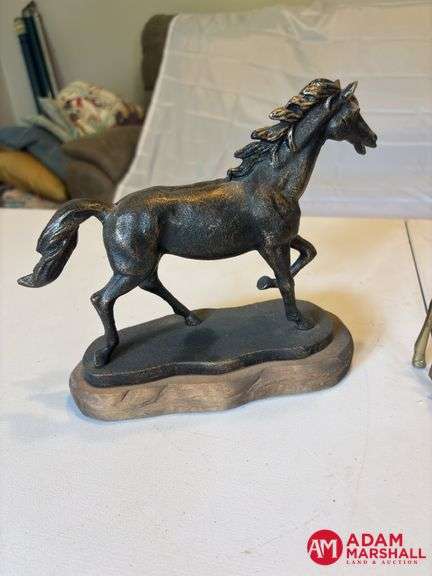 Glass Roosters, Metal Deer & Horse