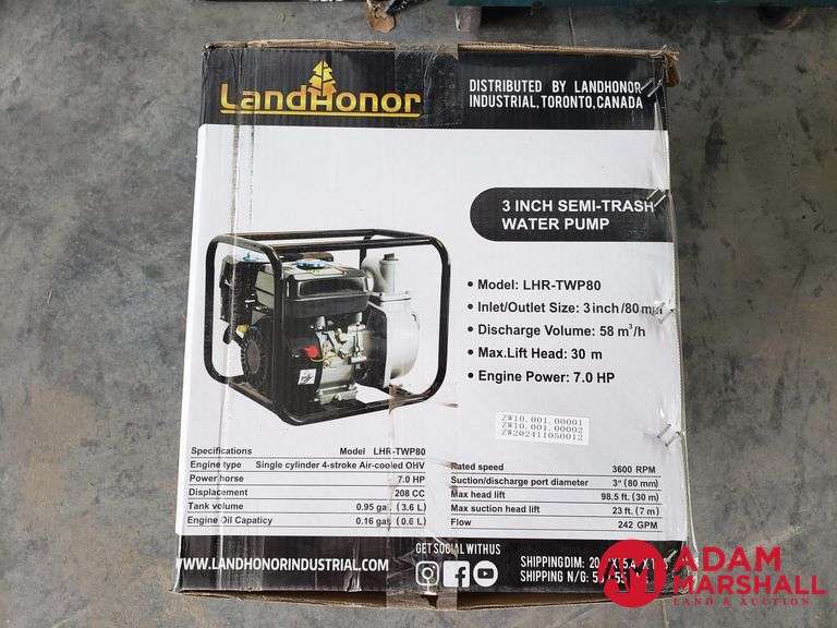 Unused Land Honor  3" Semi-Trash Water Pump