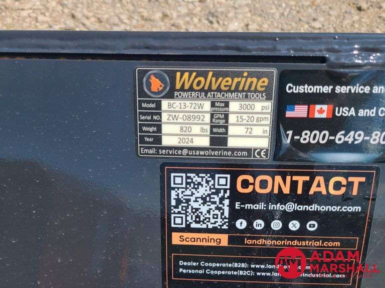 Unused Wolverine 72" Wide Mower for Skid Steer