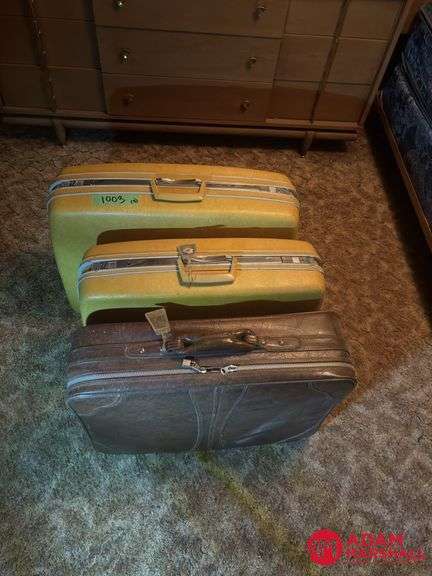 Two Hard Sided Samsonite and One Leather Suitcase