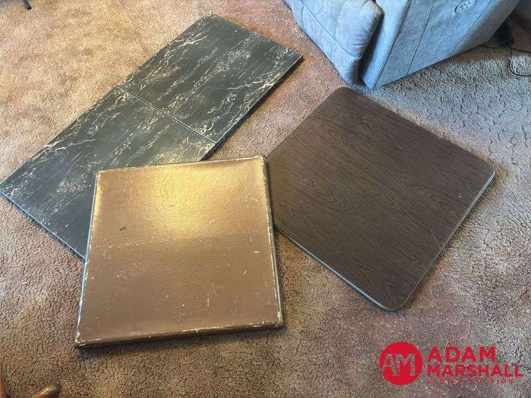 2 Card Tables , 1 Metal 5’ Table & 8 Metal Folding Chairs